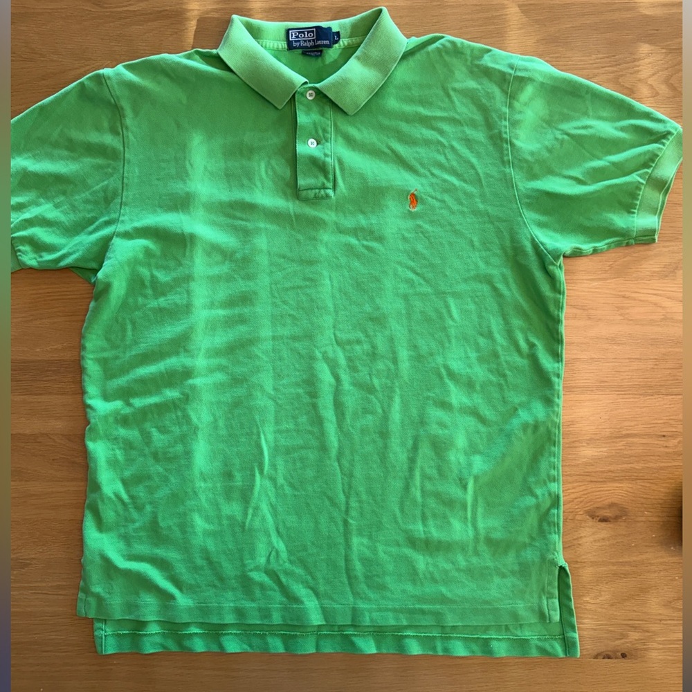Polo by Ralph Lauren Neon Green Short Sleeve Polo with Orange Pony - Picture 2 of 10